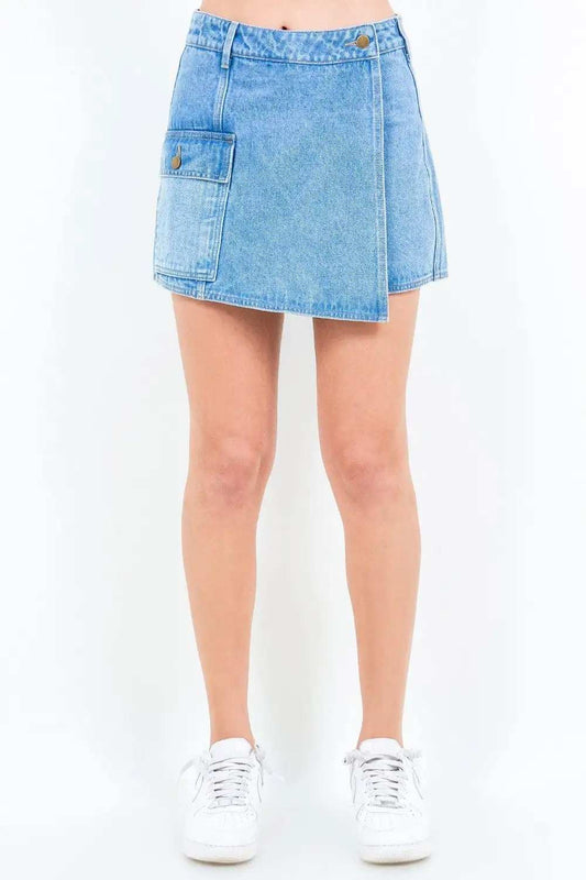 American Bazi Cargo Pocket Denim Skort - Trendsi - Flyclothing LLC