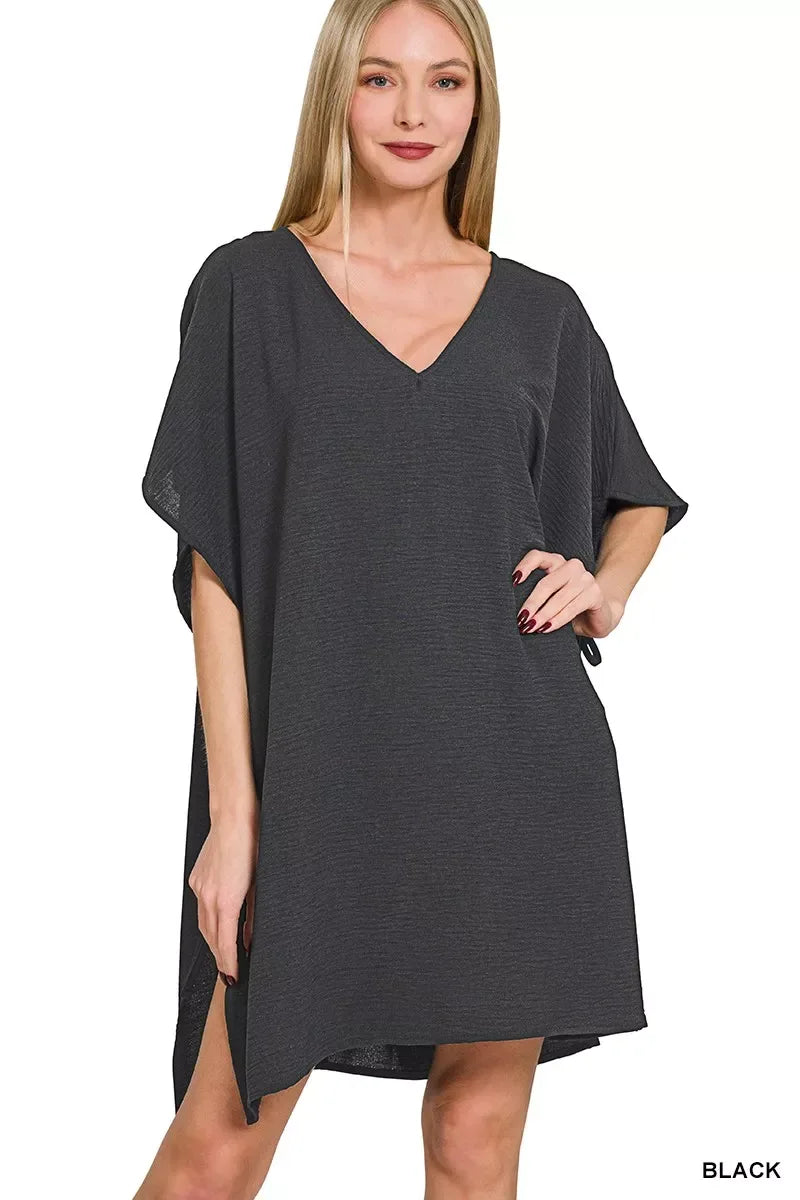 Zenana Woven Airflow Tie Side Cover Up - Trendsi - Flyclothing LLC