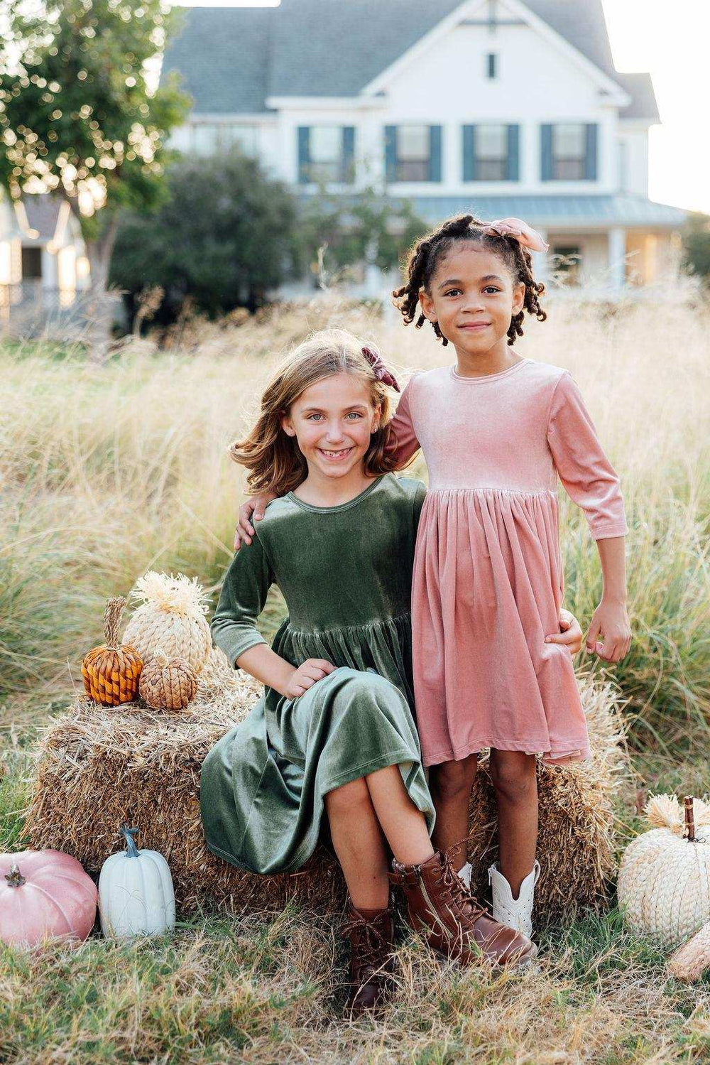 Sage Velvet Twirl Dress - Mila & Rose ® - Flyclothing LLC