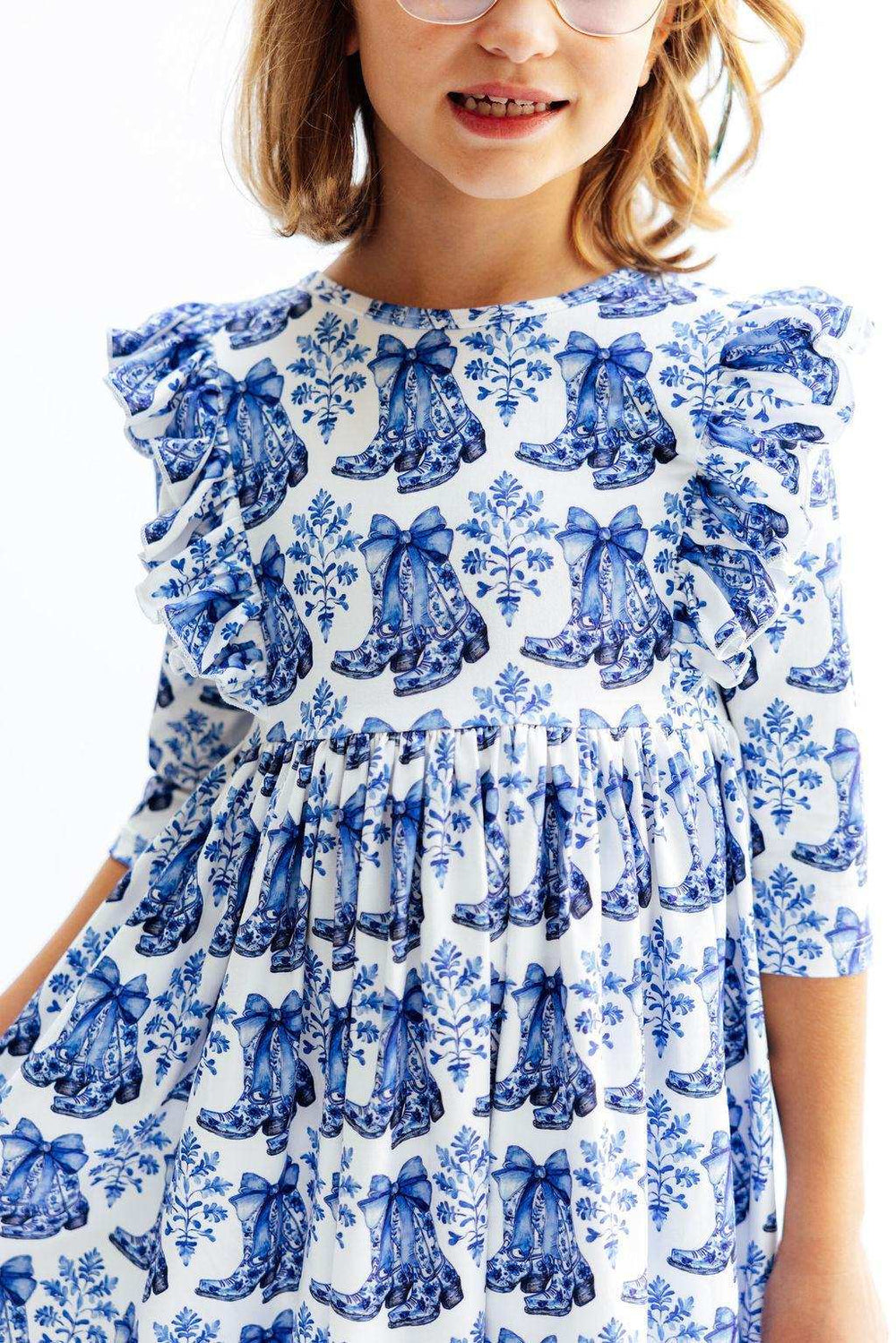 Southern Belle 3/4 Sleeve Ruffle Twirl Dress - Mila & Rose ® - Flyclothing LLC