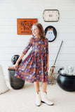 Haunted Garden 3/4 Sleeve Pocket Twirl Dress - Mila & Rose ® - Flyclothing LLC