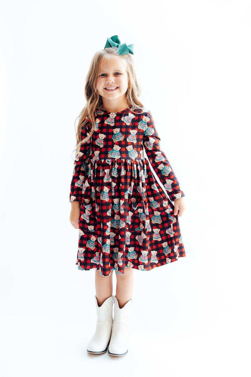 Christmas Bears L/S Pocket Twirl Dress - Mila & Rose ® - Flyclothing LLC