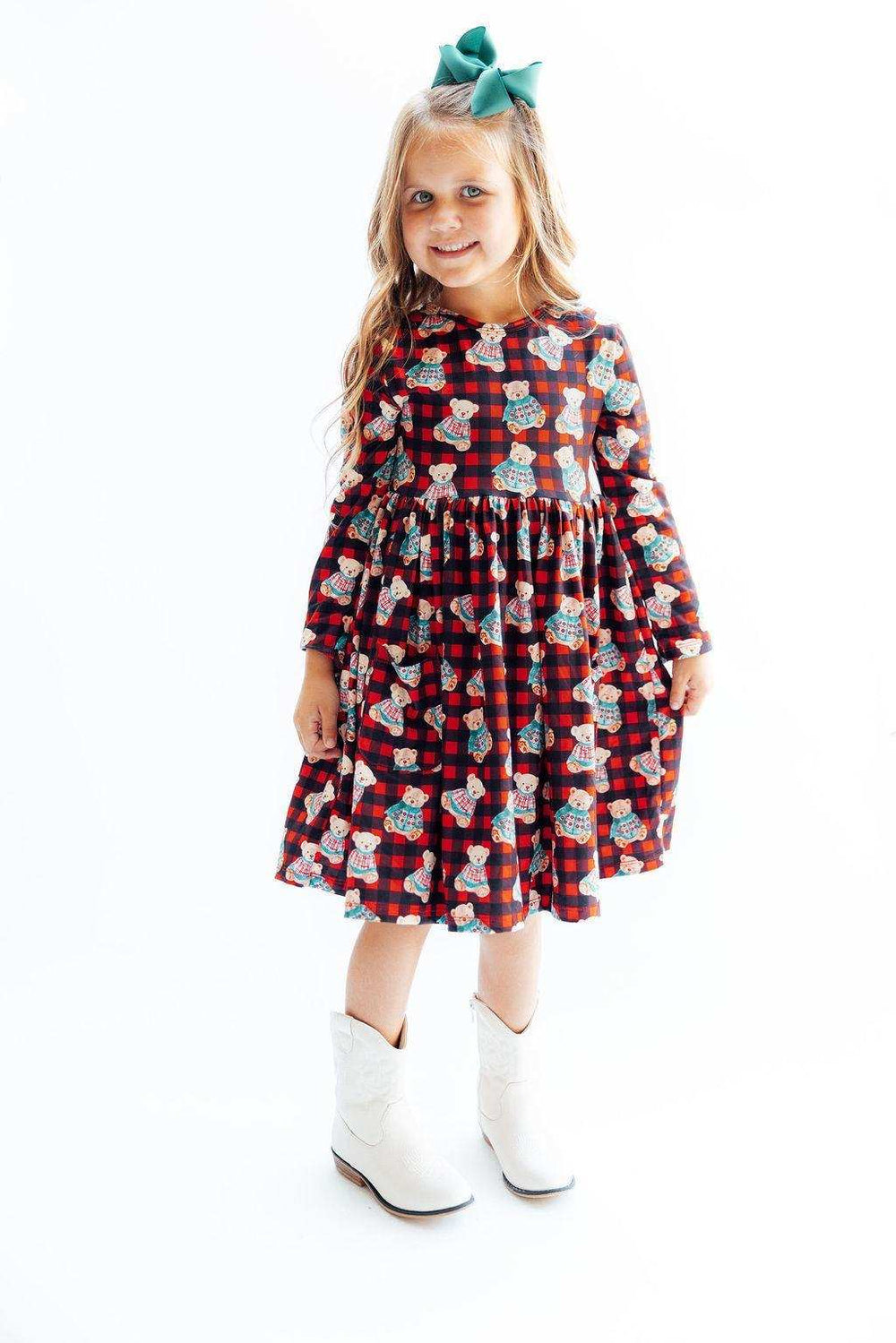 Christmas Bears L/S Pocket Twirl Dress - Mila & Rose ® - Flyclothing LLC