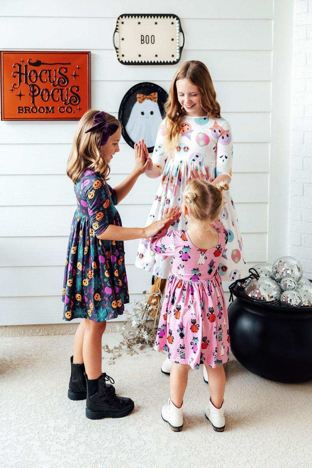 Skeleton Web 3/4 Sleeve Pocket Twirl Dress - Mila & Rose ® - Flyclothing LLC