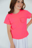 Neon Pink Ruffle Pocket Tee - Mila & Rose ® - Flyclothing LLC
