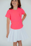 Neon Pink Ruffle Pocket Tee - Mila & Rose ® - Flyclothing LLC
