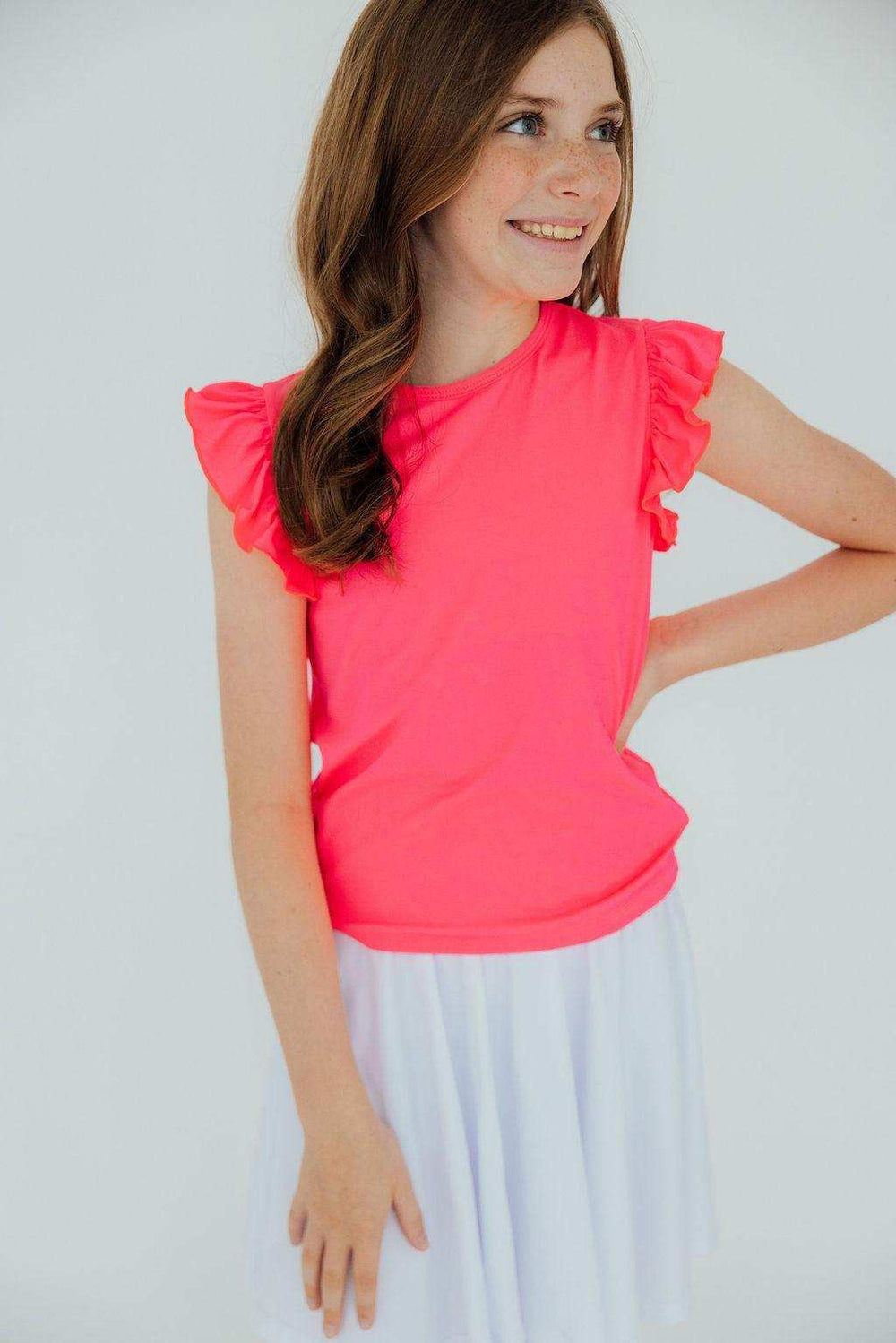 Neon Pink S/S Ruffle Tee - Mila & Rose ® - Flyclothing LLC