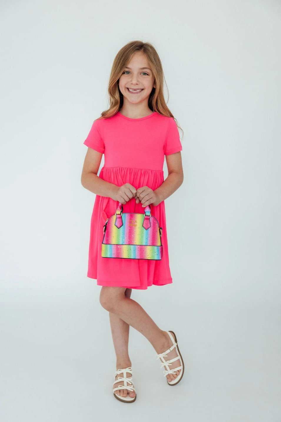 Neon Pink S/S Pocket Twirl Dress - Mila & Rose ® - Flyclothing LLC