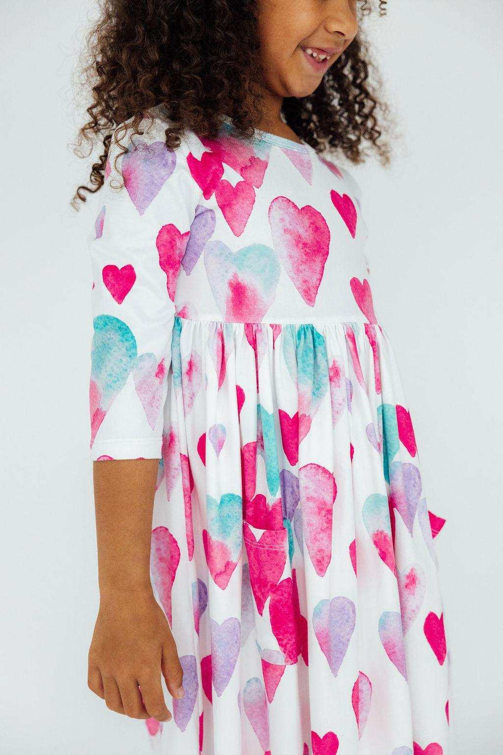 Light Hearted 3/4 Sleeve Pocket Twirl Dress - Mila & Rose ® - Flyclothing LLC