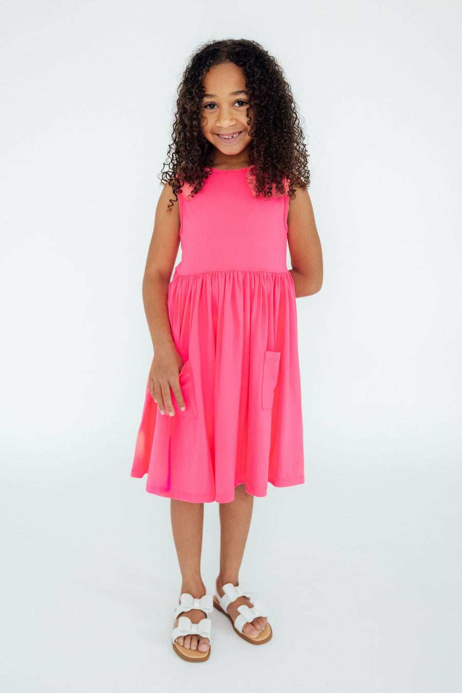 Neon Pink Tank Pocket Twirl Dress - Mila & Rose ® - Flyclothing LLC