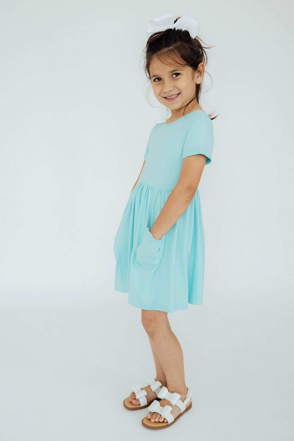 Aqua S/S Pocket Twirl Dress - Mila & Rose ® - Flyclothing LLC