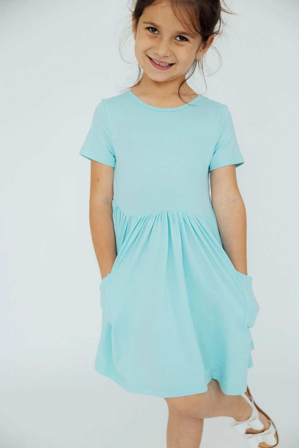 Aqua S/S Pocket Twirl Dress - Mila & Rose ® - Flyclothing LLC