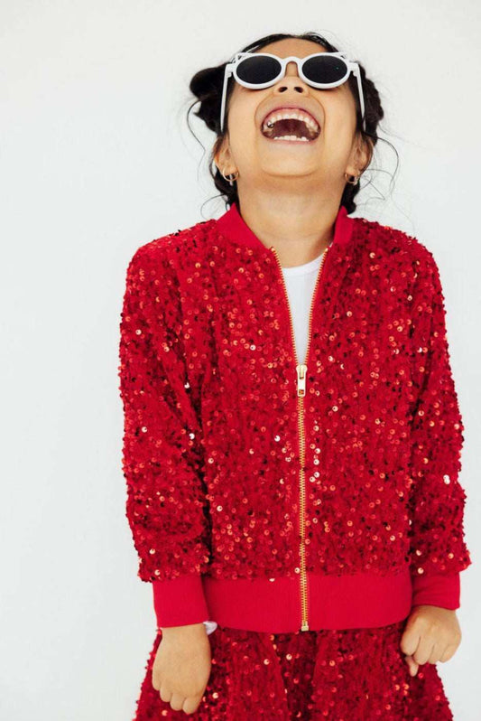 Red Velvet Sequin Jacket - Mila & Rose ® - Flyclothing LLC