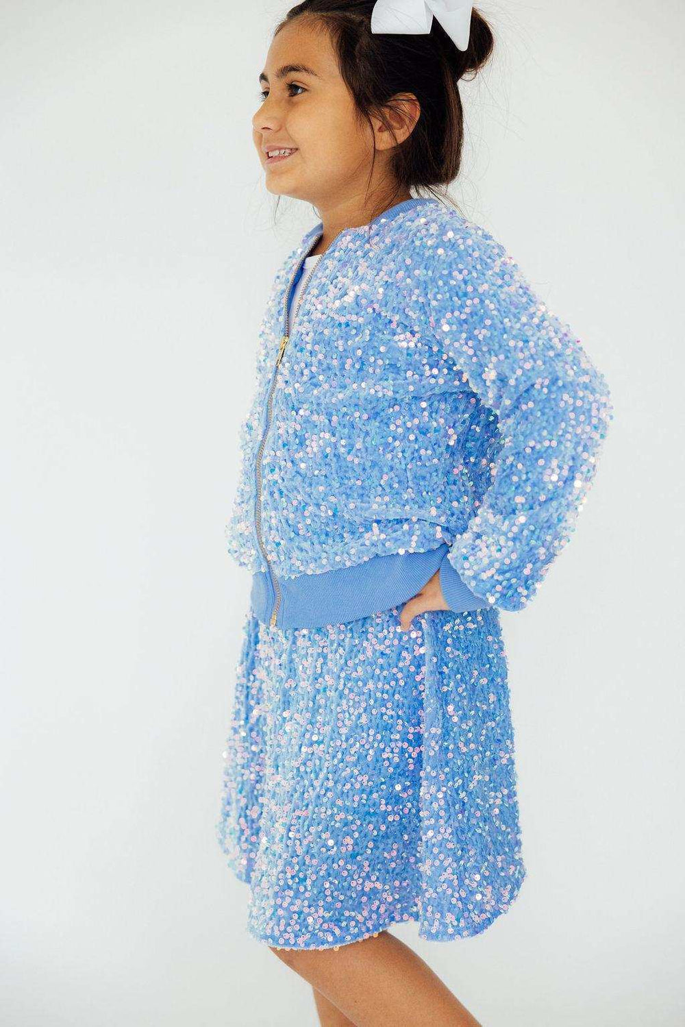 Light Blue Velvet Sequin Jacket - Mila & Rose ® - Flyclothing LLC