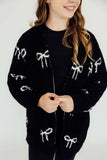 Black/Coconut Bow Cozy Cardigan - Mila & Rose ® - Flyclothing LLC