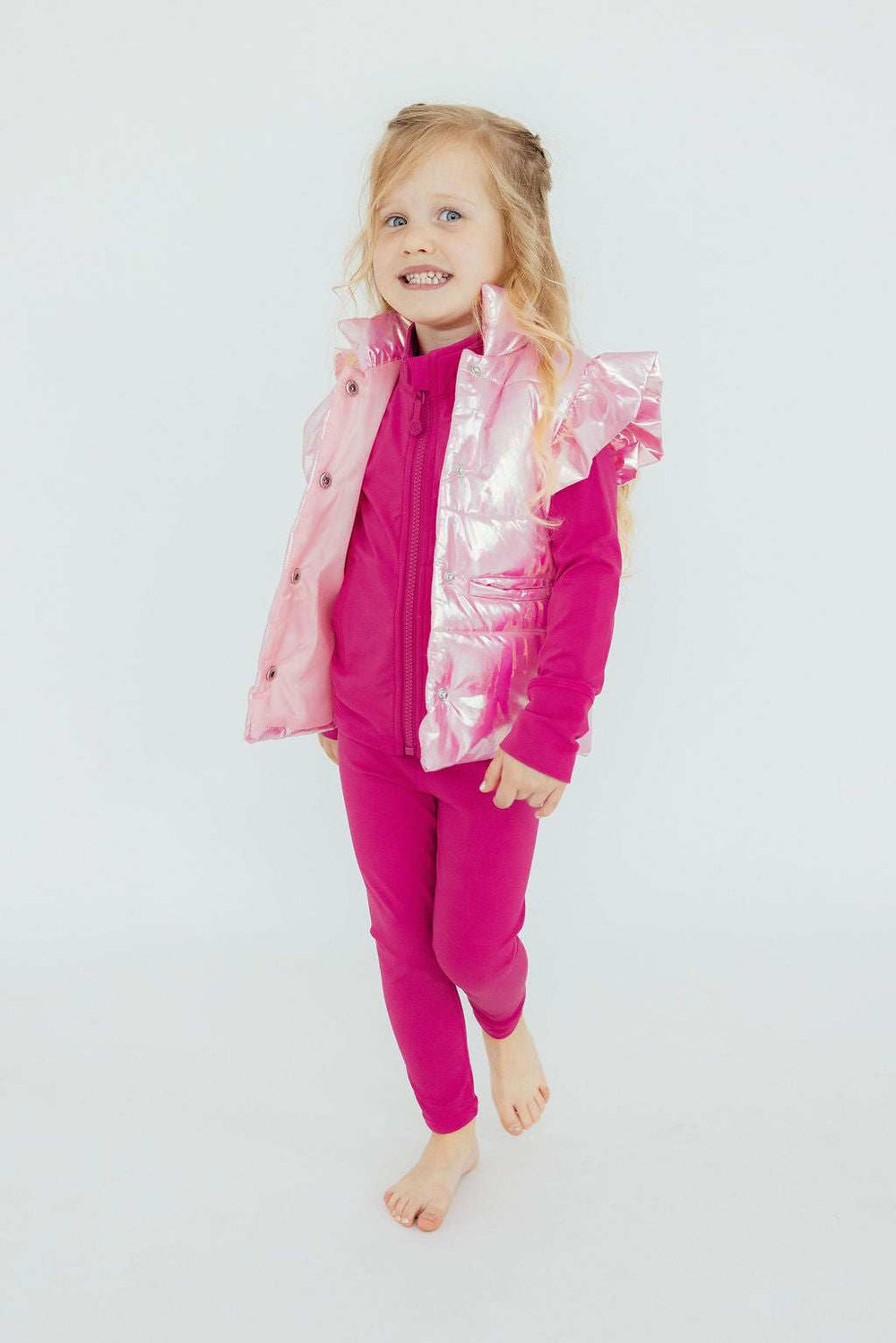Pink Iridescent Puffer Vest - Mila & Rose ® - Flyclothing LLC