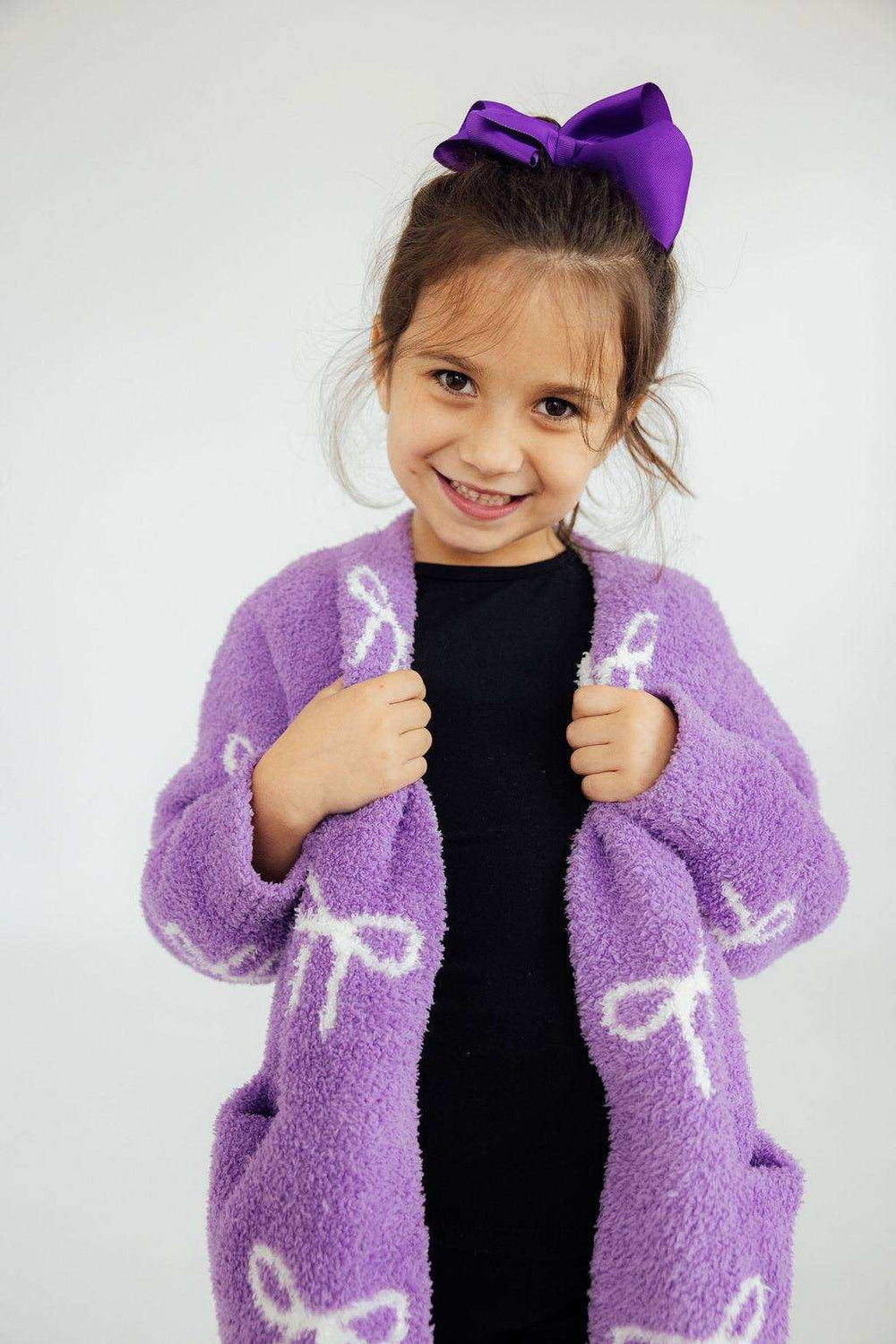 Lilac/Coconut Bow Cozy Cardigan - Mila & Rose ® - Flyclothing LLC