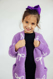 Lilac/Coconut Bow Cozy Cardigan - Mila & Rose ® - Flyclothing LLC