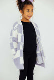 Lavender Checker Bow Cozy Cardigan - Mila & Rose ® - Flyclothing LLC