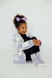 Lavender Checker Bow Cozy Cardigan - Mila & Rose ® - Flyclothing LLC