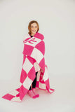 Bright Pink Checker Bow Cozy Blanket - Mila & Rose ® - Flyclothing LLC