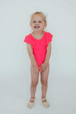 Neon Pink S/S Flutter Sleeve Leotard - Mila & Rose ® - Flyclothing LLC