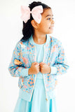 Blue Retro Unicorns Satin Jacket - Mila & Rose ® - Flyclothing LLC