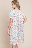 BOMBOM Printed Round Neck Short Sleeve Tee Dress - Trendsi - Flyclothing LLC