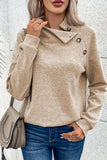 Textured Turtleneck Long Sleeve Sweatshirt - Trendsi - Flyclothing LLC