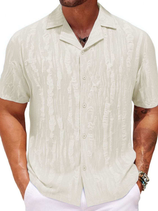 Men's Plus Size Collared Neck Short Sleeve Shirt - Trendsi - Flyclothing LLC