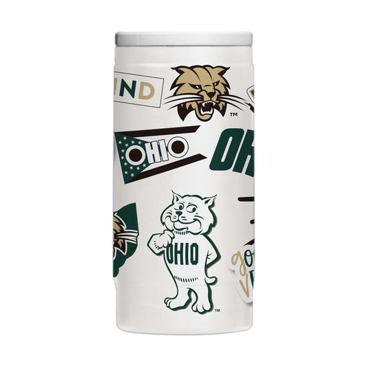 Ohio Bobcats 12oz Native Powdercoat SlimCan Coolie - Logo Brands - Flyclothing LLC