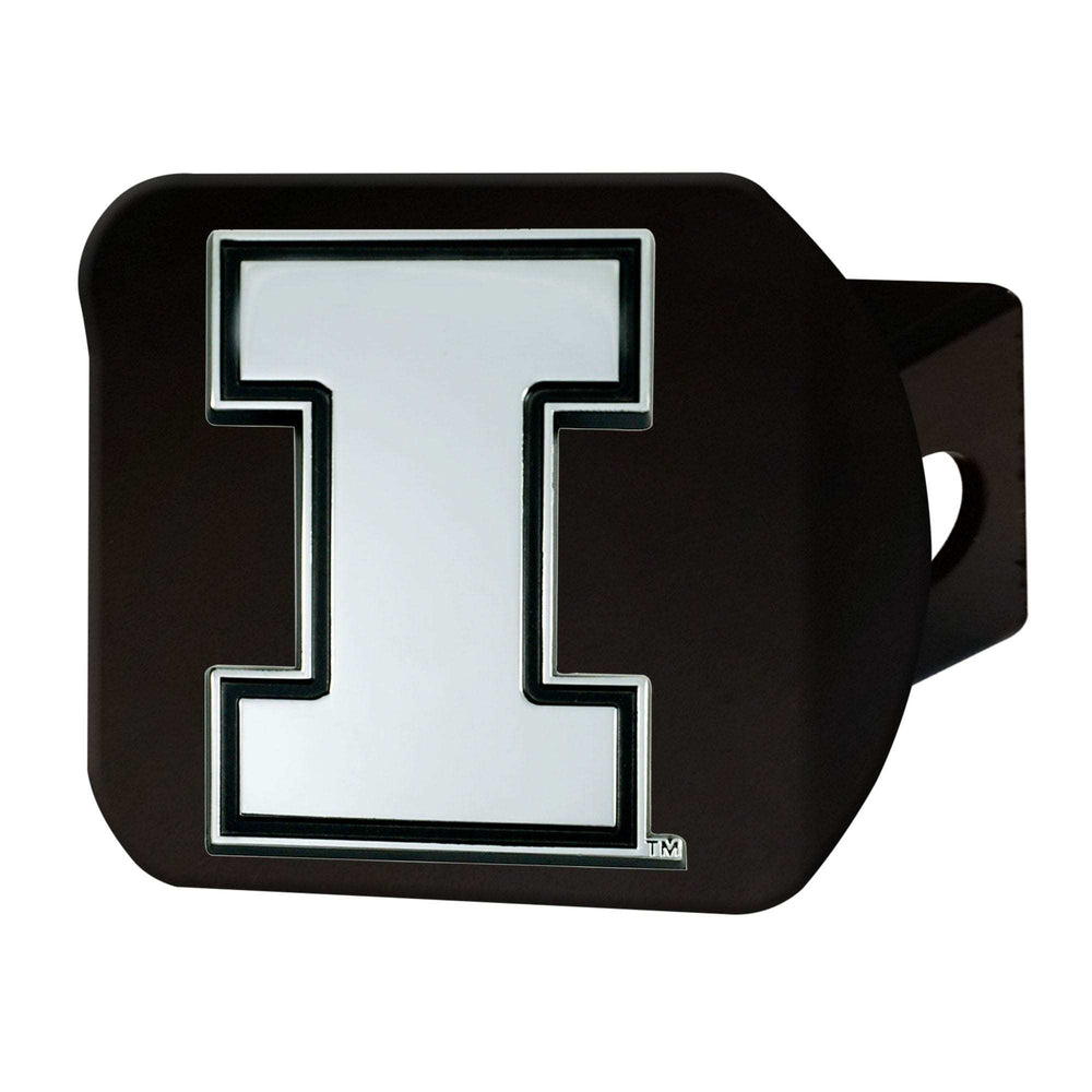 Illinois Illini Black Metal Hitch Cover with Metal Chrome 3D Emblem - Illinois - Flyclothing LLC