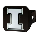 Illinois Illini Black Metal Hitch Cover with Metal Chrome 3D Emblem - Illinois - Flyclothing LLC