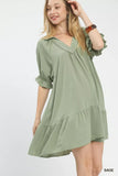 Umgee Tiered Puff Sleeve Babydoll Dress - Trendsi - Flyclothing LLC