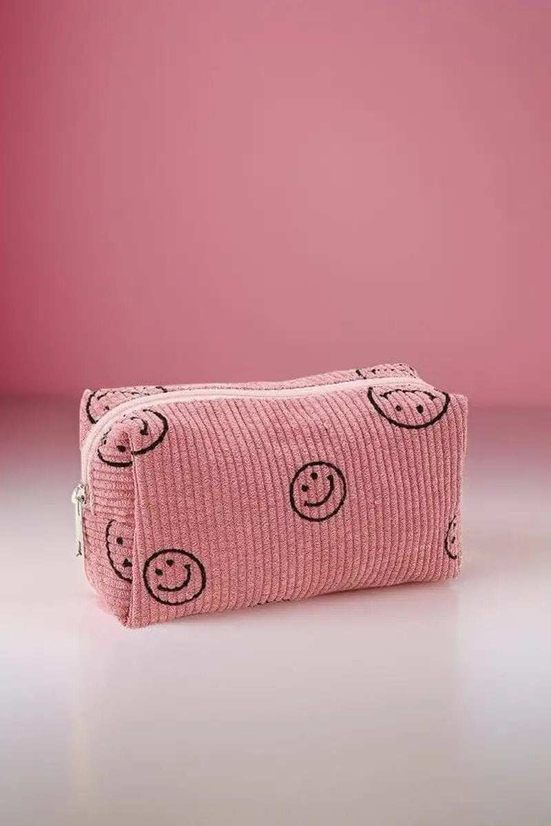 Zenana Smiley Face Corduroy Cosmetic Pouch - Trendsi - Flyclothing LLC