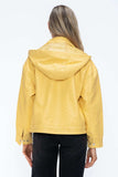 How Dare U Drawstring Hem PU Leather Zip Up Jacket - Trendsi - Flyclothing LLC