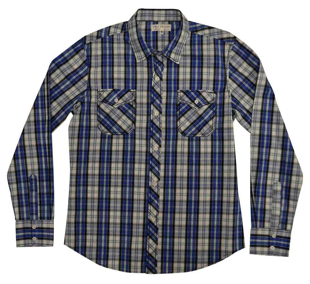 Pila Design Blue Plaid Shirt - Pila Design - Flyclothing LLC
