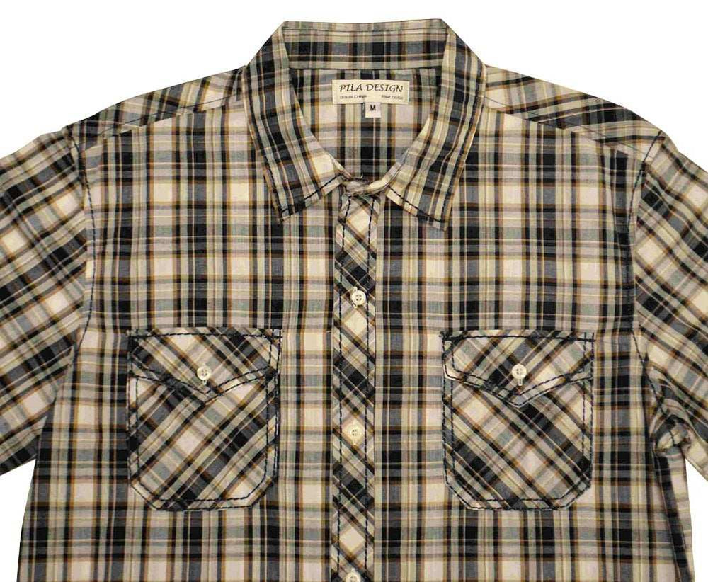 Pila Design Brown & Blue Plaid Shirt - Pila Design - Flyclothing LLC