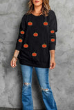 Pumpkin Round Neck Long Sleeve Sweatshirt - Trendsi - Flyclothing LLC