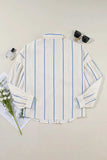 Striped Collared Neck Long Sleeve Shirt - Trendsi - Flyclothing LLC