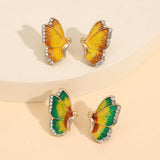 2 Piece Rhinestone Alloy Butterfly Stud Earrings - Trendsi - Flyclothing LLC