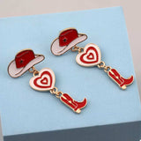 Cowgirl Boots Heart Dangle Earrings - Trendsi - Flyclothing LLC