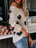 Heart Scoop Neck Long Sleeve Sweater - Trendsi - Flyclothing LLC