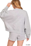 Zenana Fleece Round Neck Sweatshirt and Shorts Set - Trendsi - Flyclothing LLC