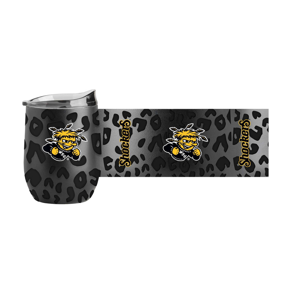 Wichita State Leopard 16oz Black Powdercoat Curved Beverage - Logo Brands - Flyclothing LLC