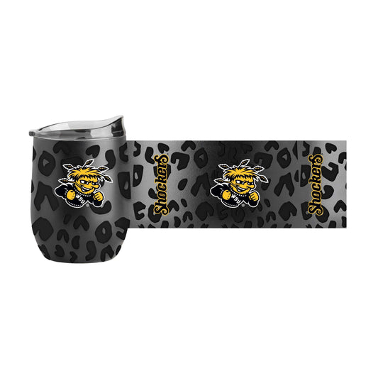 Wichita State Leopard 16oz Black Powdercoat Curved Beverage - Logo Brands - Flyclothing LLC