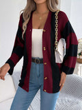 Color Block Button-Up Cardigan - Trendsi - Flyclothing LLC