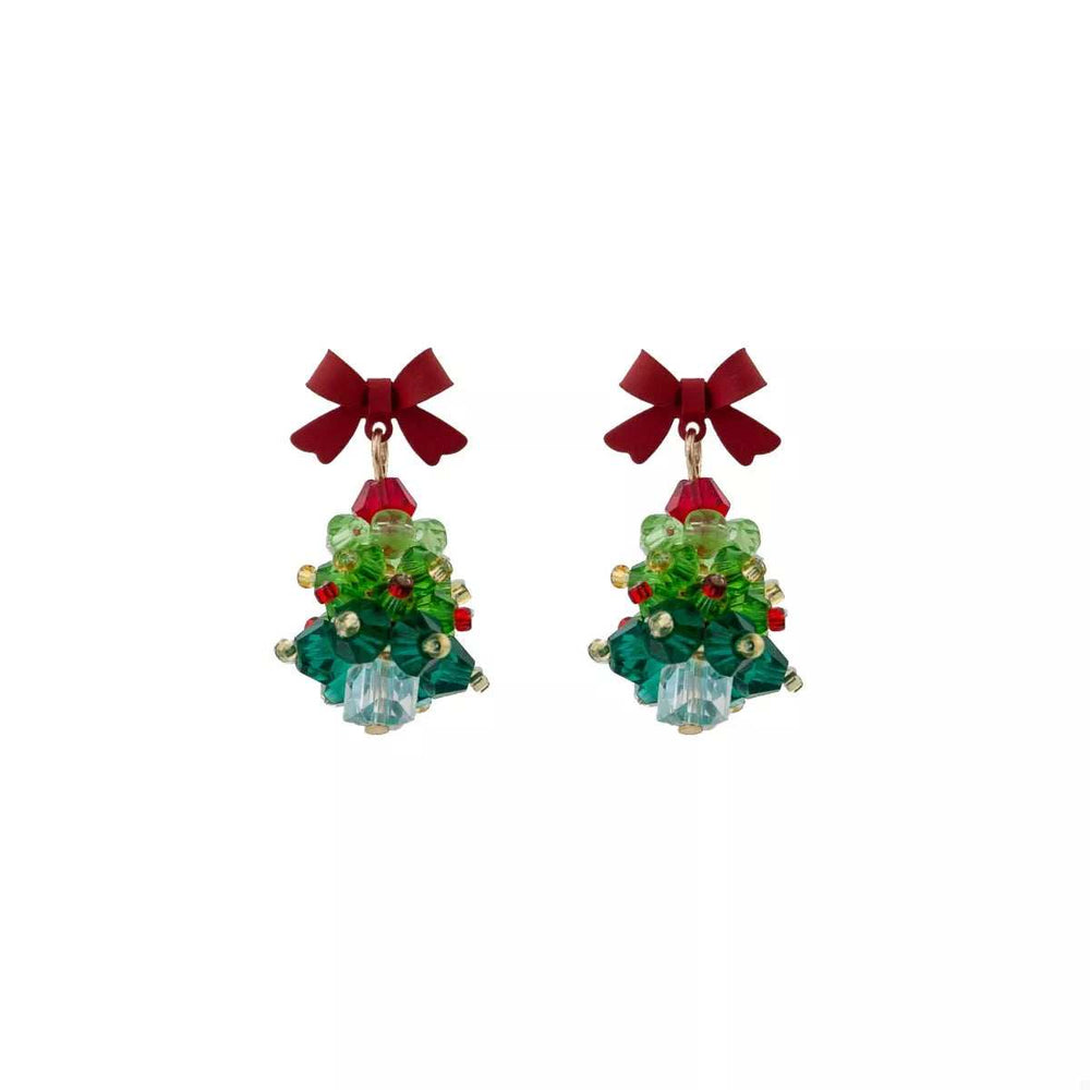 Christmas Tree Bowknot Dangle Earrings - Trendsi - Flyclothing LLC