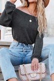Off-Shoulder Long Sleeve Top - Trendsi - Flyclothing LLC
