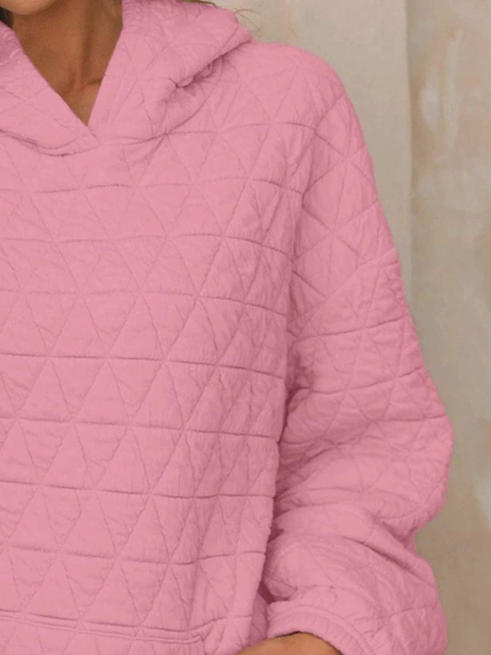 Textured Long Sleeve Hoodie with Pockets - Trendsi - Flyclothing LLC